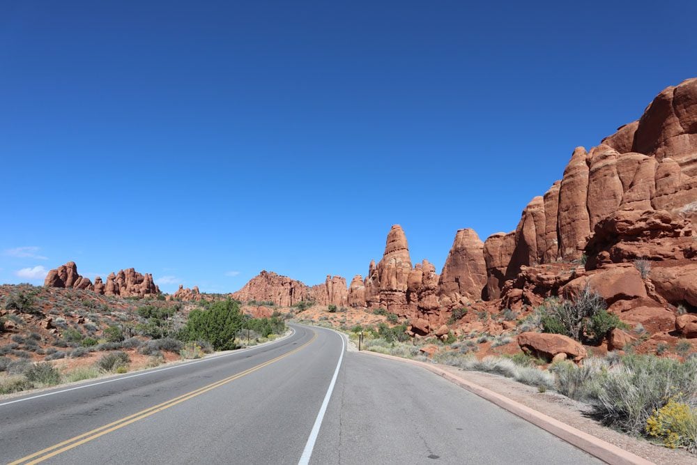 Scenic road inside arches national park - utah