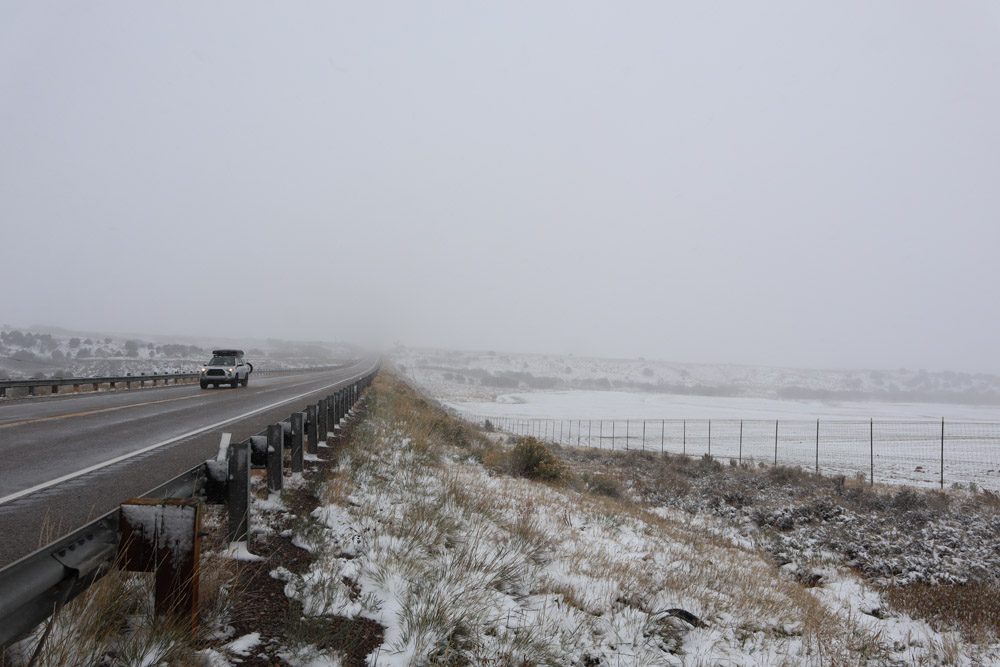 Snow on the way to chinle