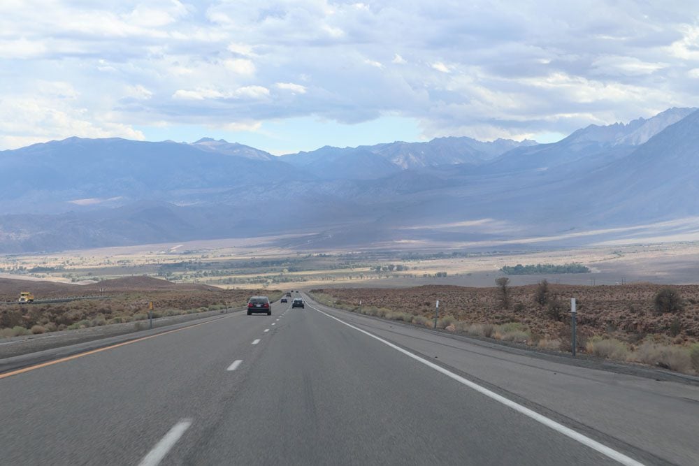 road from Yosemite to death valley via owens valley california