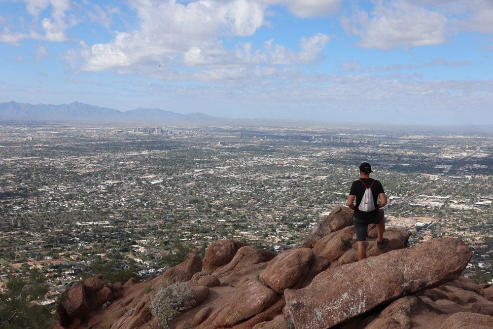 view of downtown phoenix from camelback mountain summit