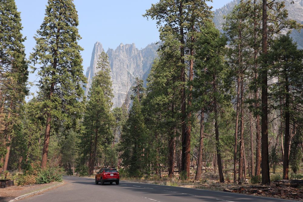 Driving car in Yosemite Valley X days in Y