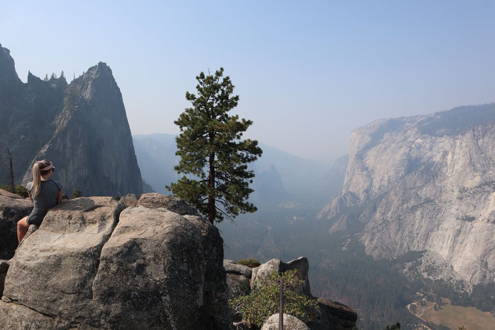 Sentinel Rock and Yosemite Valley from Four Mile Trail Hike