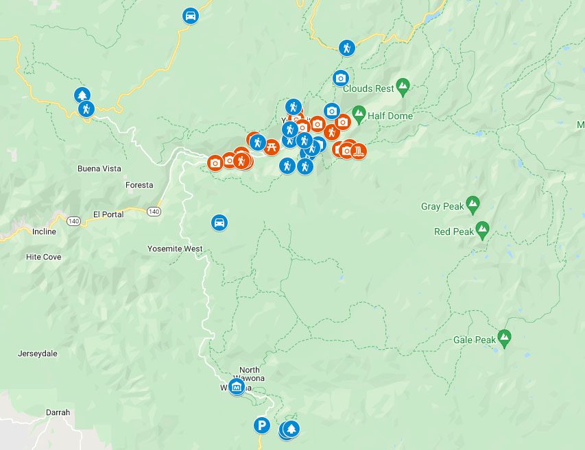 Two Days In Yosemite Itinerary Map