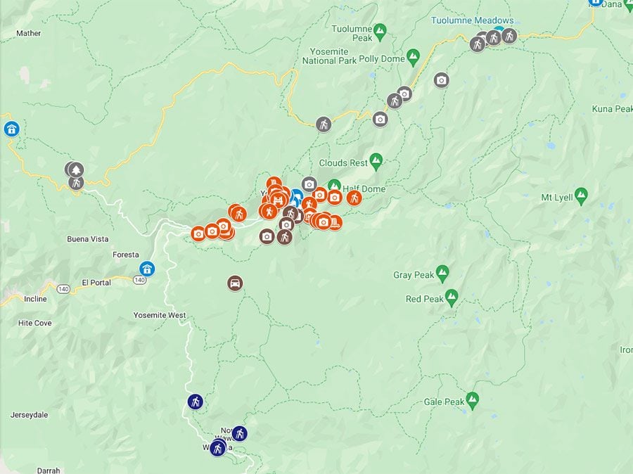 Yosemite Travel Guide Map