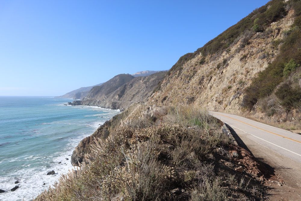 narrow road on the Pacific Coast Highway