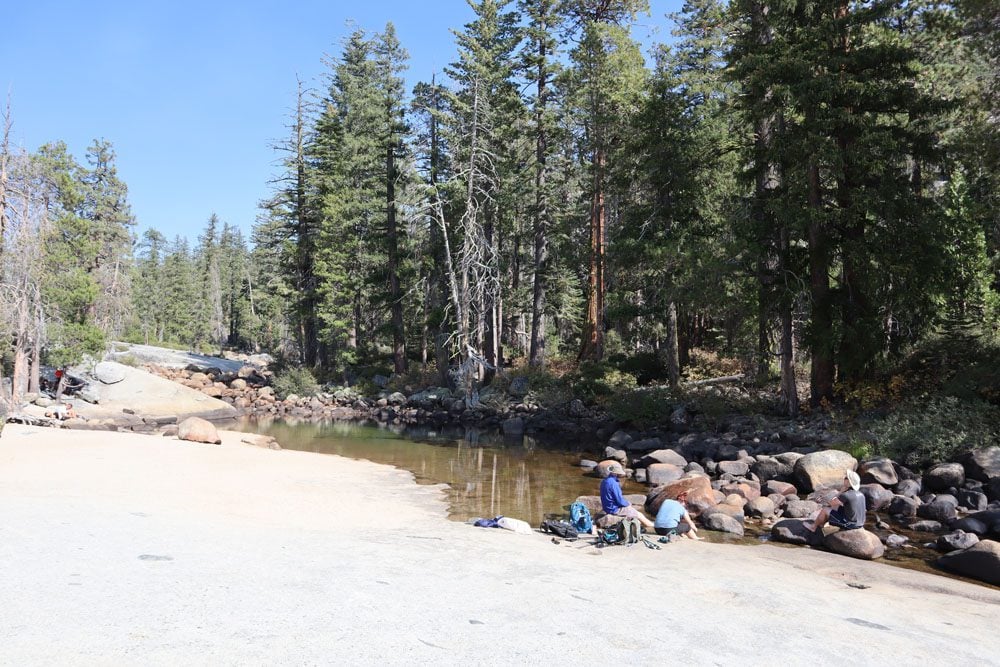 resting area at top of nevada fall Yosemite hike