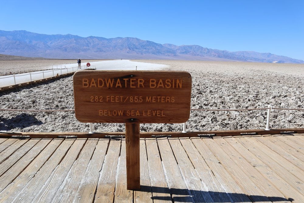 Badwater Basin elevation sign Death Valley