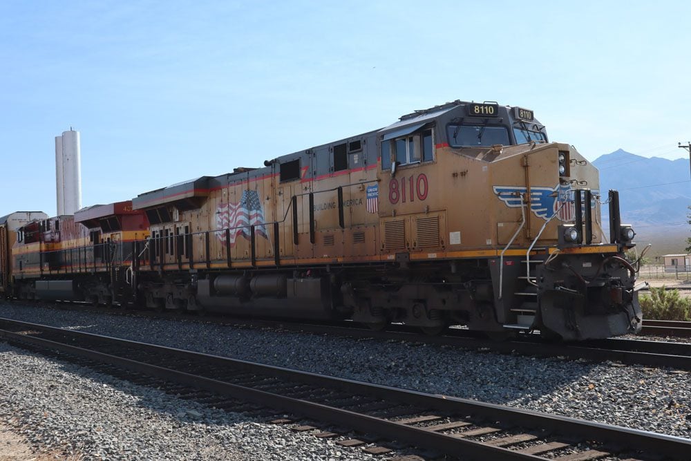 Freight train in Kelso Depot - mojave national preserve