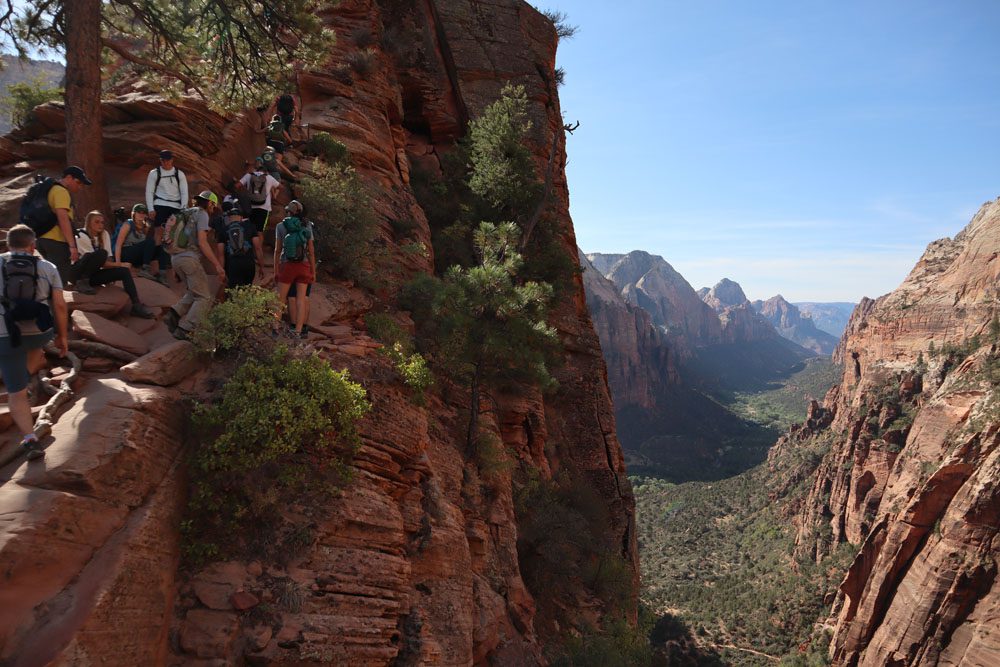 Waiting to pass on Angel’s Landing Hike - zion national park
