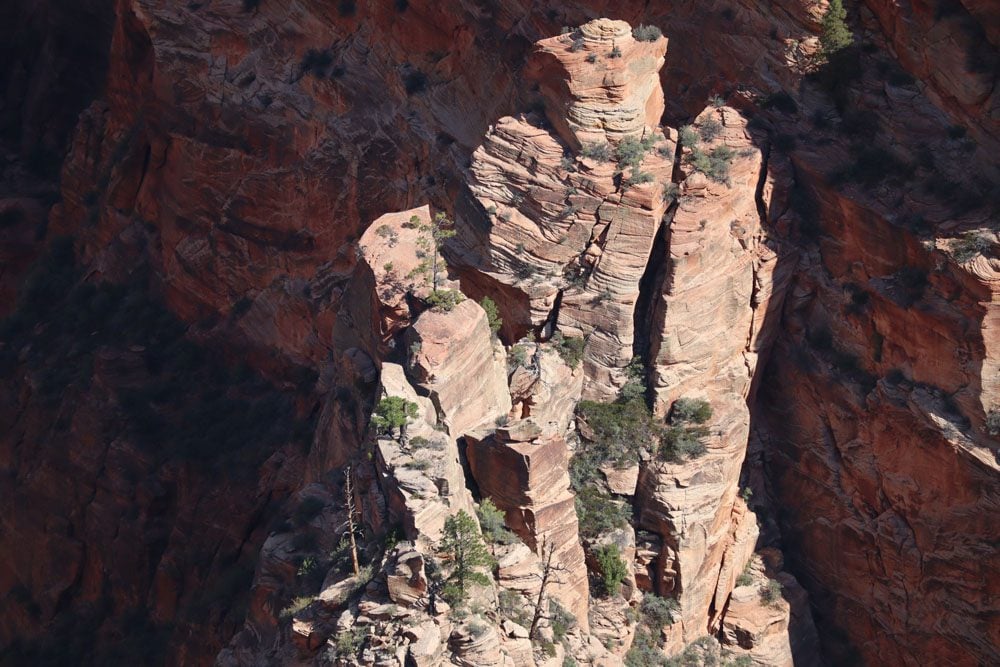 Zion Canyon sharp pinnacle from Angel's Landing hike
