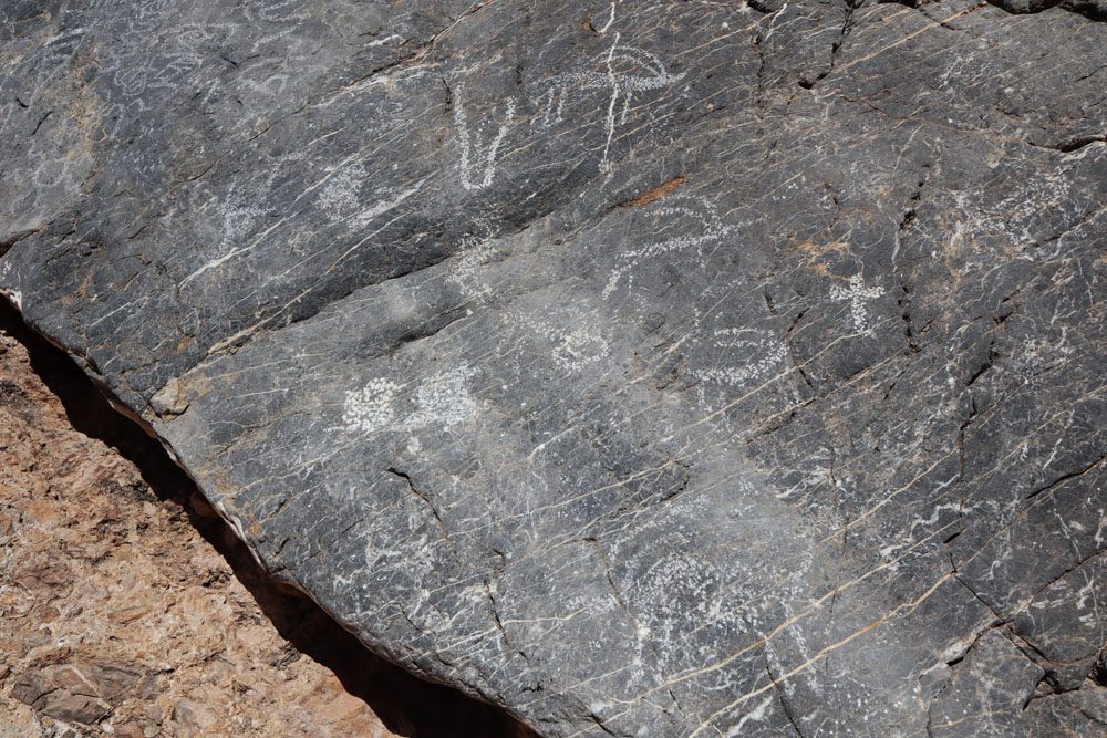 native american petroglyphs - titus canyon road- death valley