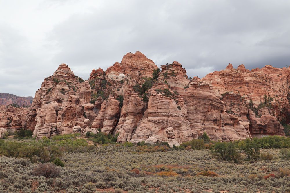 sandstone cliffs on kolob terrace scenic drive - zion narional park