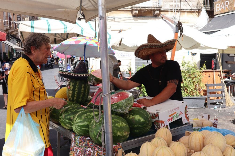 Watermelon seller at Catania Market - Piazza Carlo Alberto di Savoia - Sicily