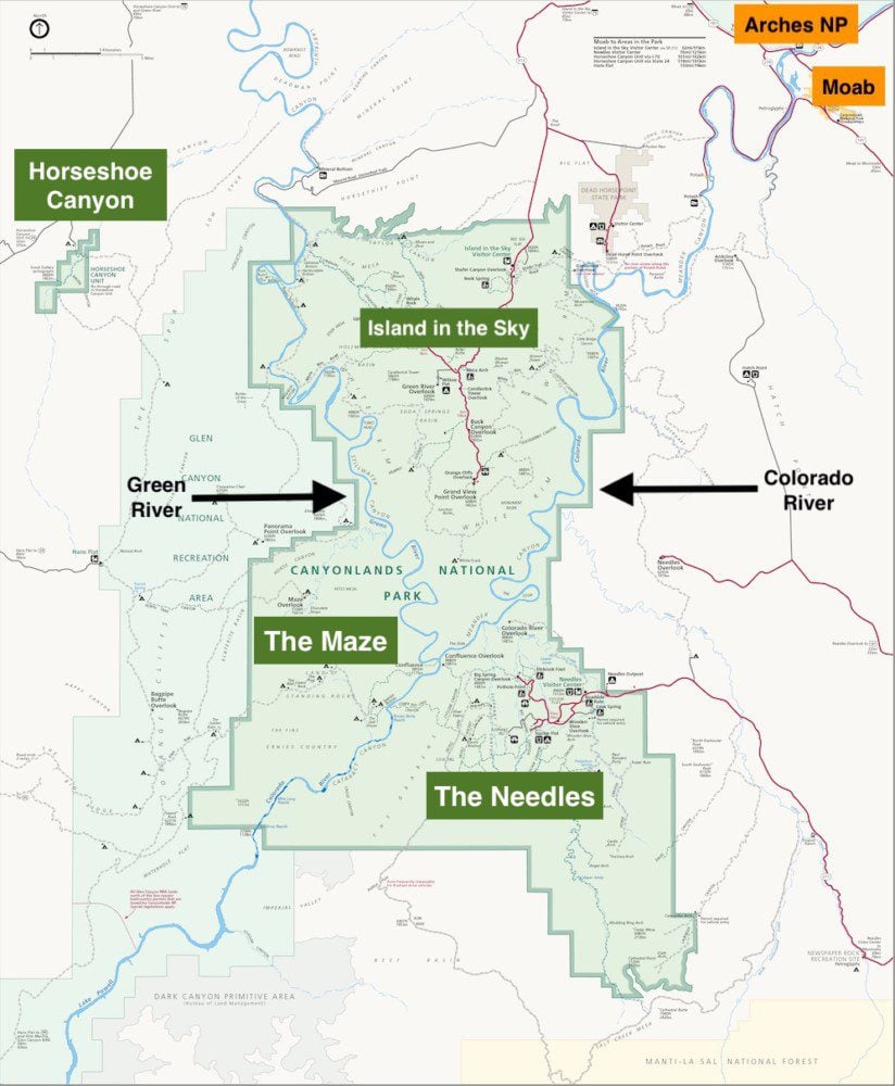 Map of Canyonlands National Park in Utah