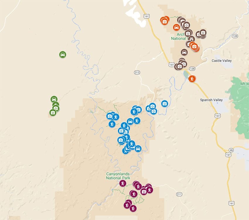 Moab Itinerary Map