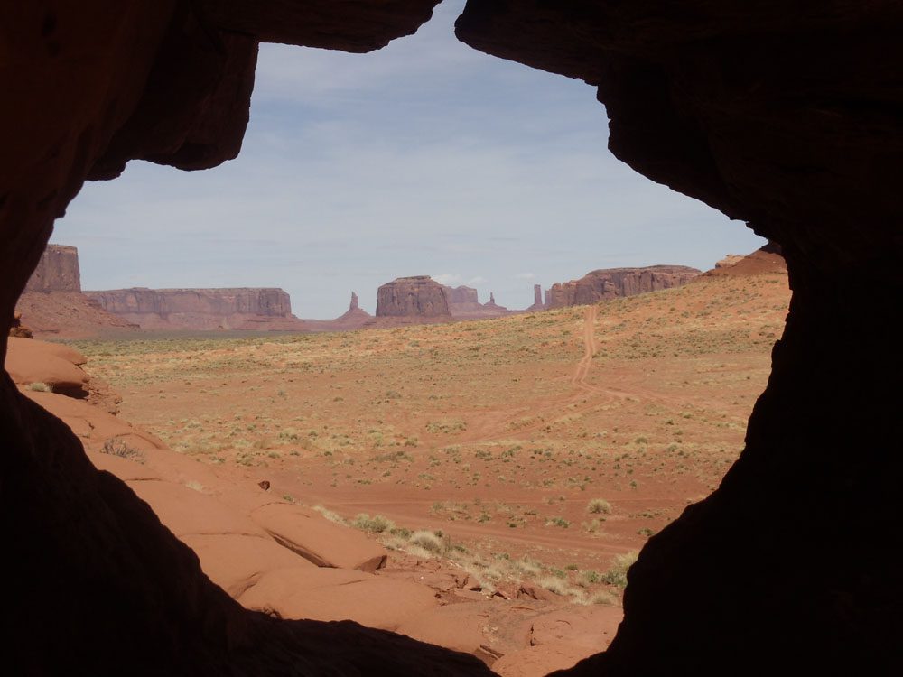 View of Monument Valley from cave