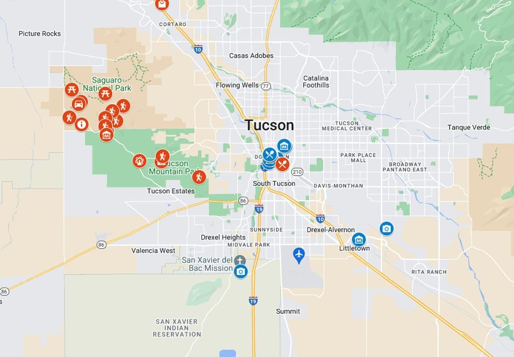 Tucson Itinerary Map