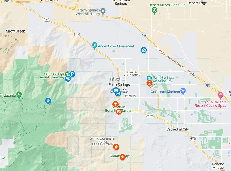 Palm Springs Itinerary Map