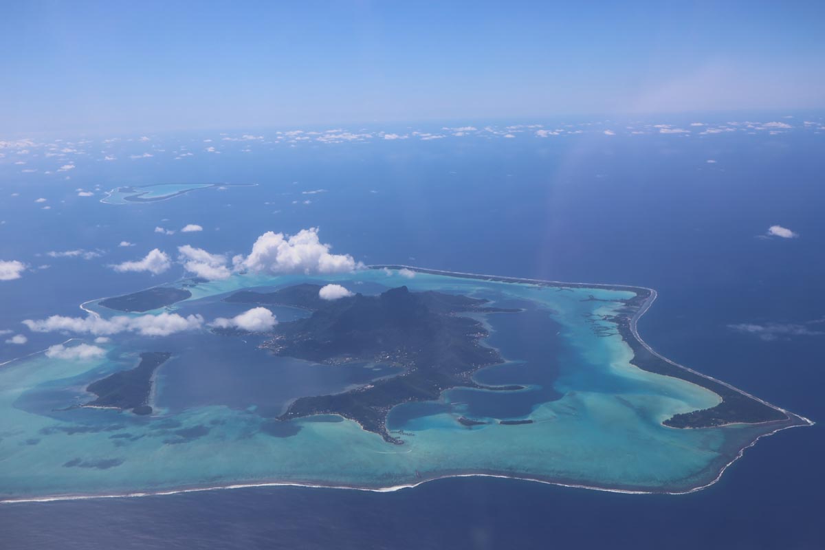 Bora Bora and Tupai aerial view - French Polyensia.