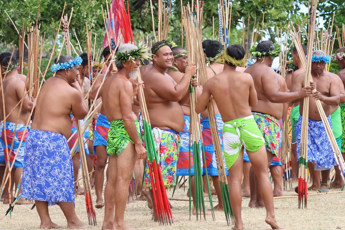 Javelin spear throwing - Heiva Festival - Tahiti - smiling