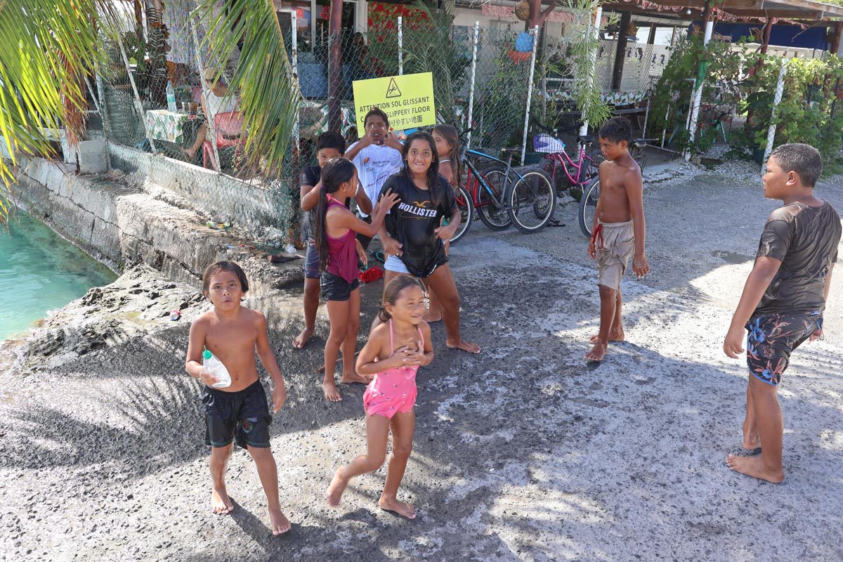 Local children in Rangiroa French Polynesia