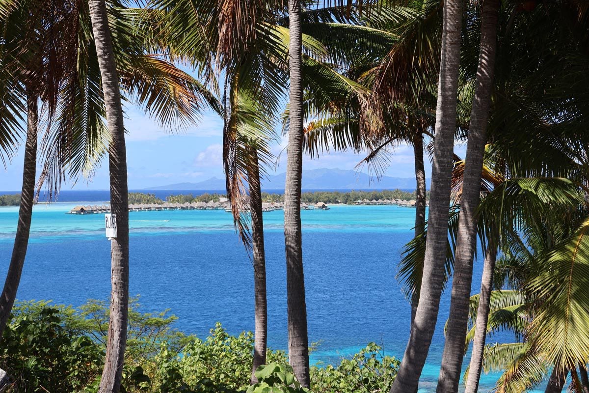 Overwater bungalows from Fitiuu Point - Bora Bora - circle island tour