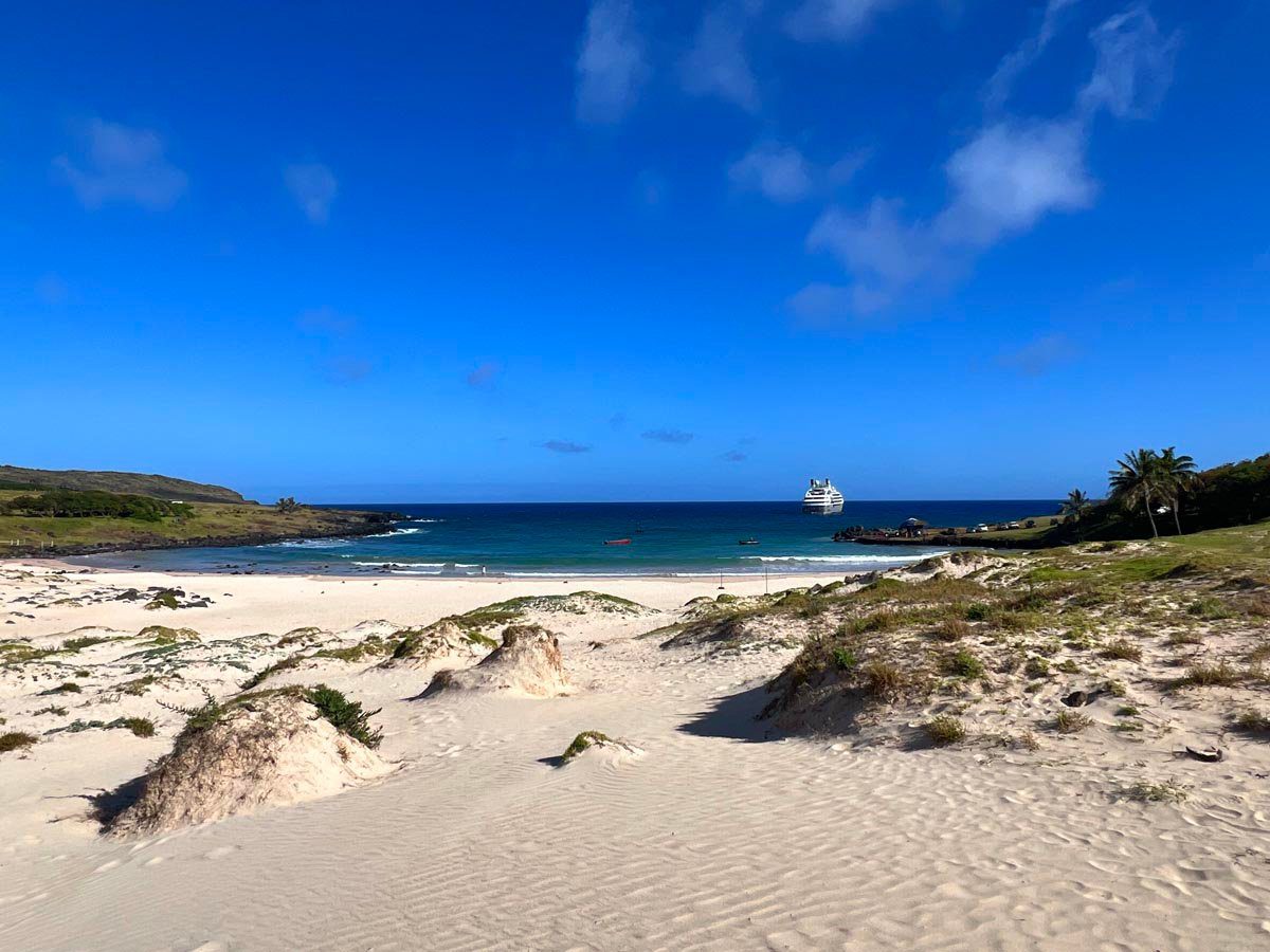 Anakena white sand beach Easter Island