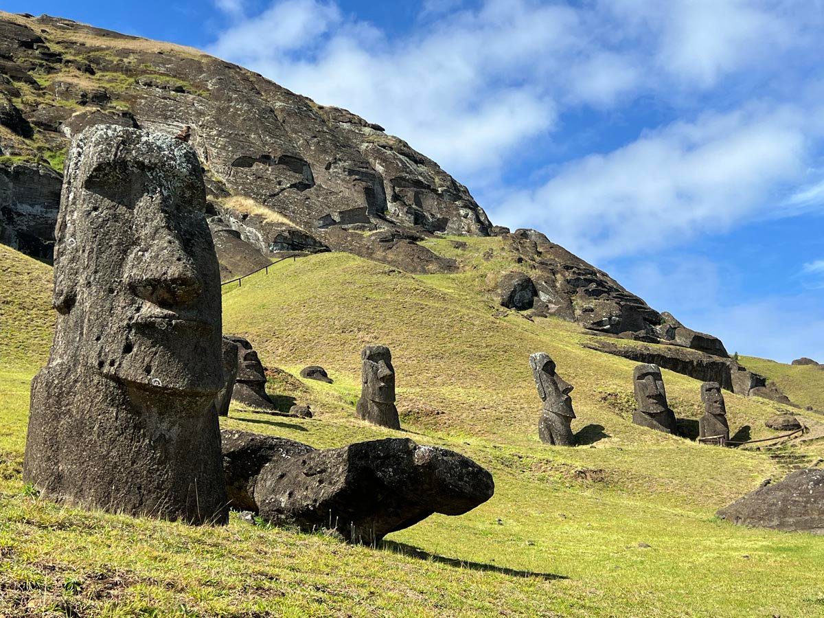 Moai statues in Ranu Raraku Easter Island