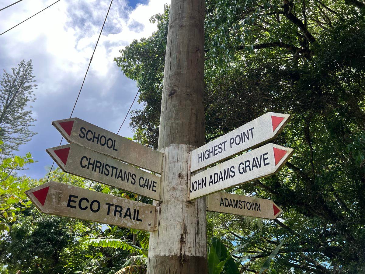 Road signs on Pitcairn Island