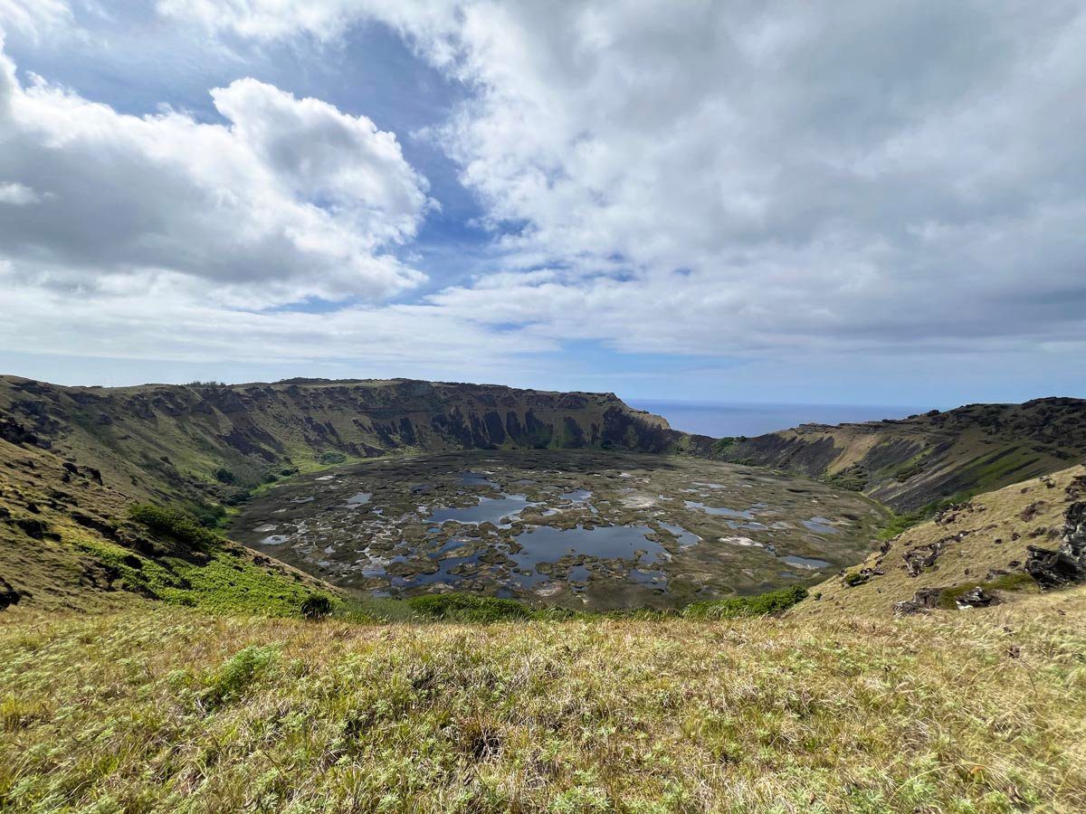 The Ranu Kau crater in Easter Island