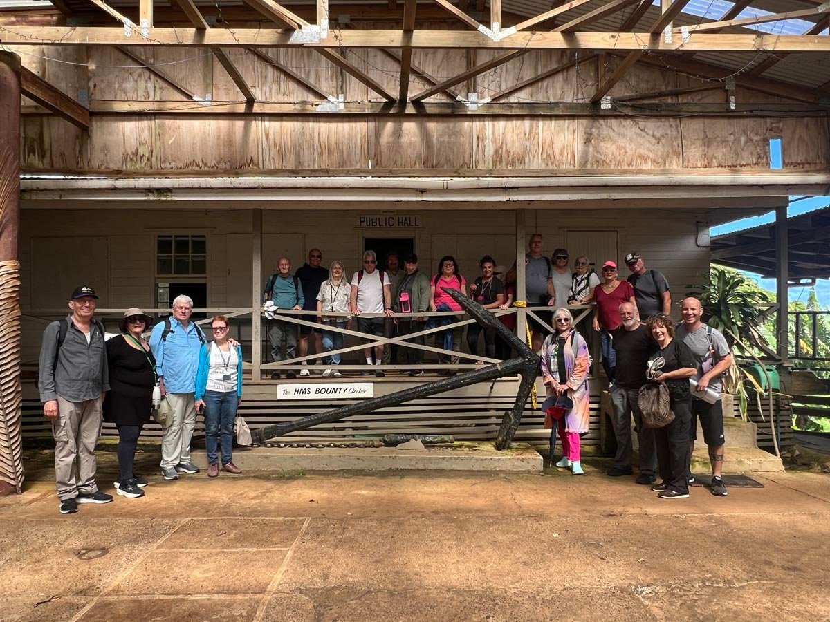 The group around the bounty anchor in Adamstown